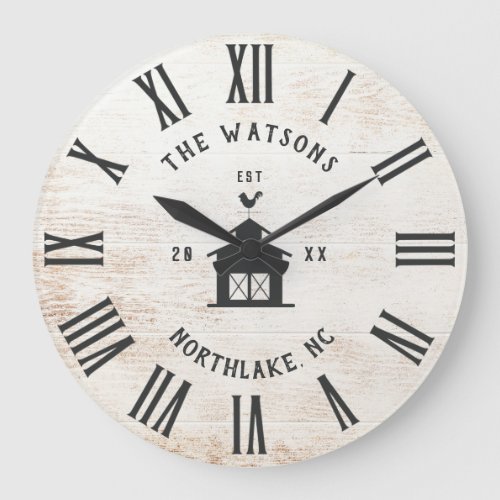 Custom Rustic Modern Farmhouse Family Name Vintage Large Clock2