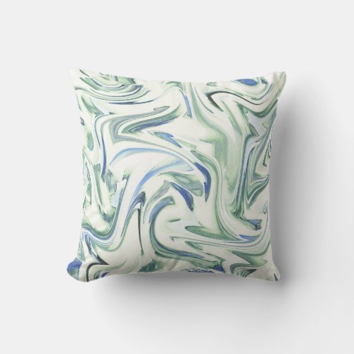 blue green watercolor abstract pillow