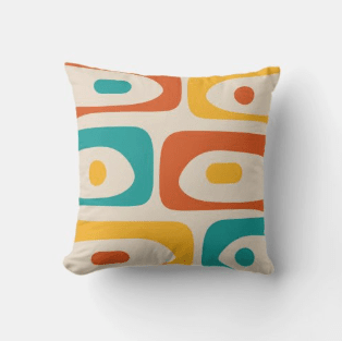 Mid Century Modern Coloful Abstract Pillow
