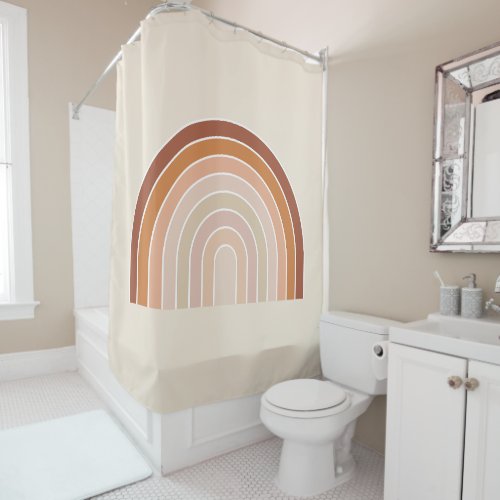 Boho Rainbow Beige Terracotta Shower Curtain