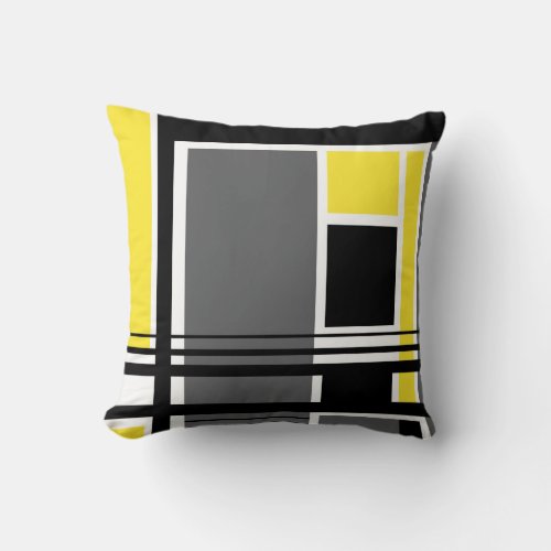 Geometric Post Modern Gray Yellow Throw Pillow