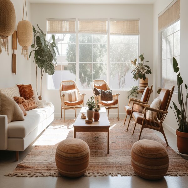 boho and mid century modern decor