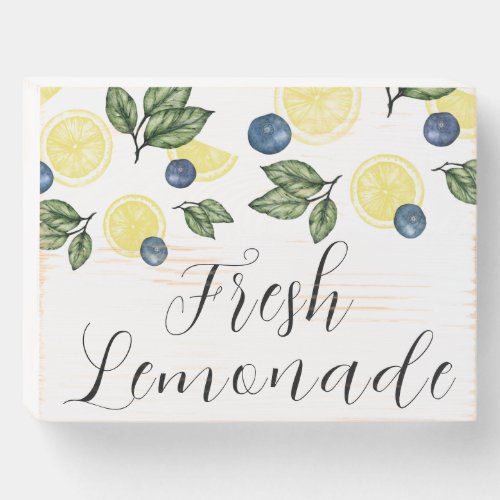 Fresh Lemonade Blueberry Wooden Box Sign