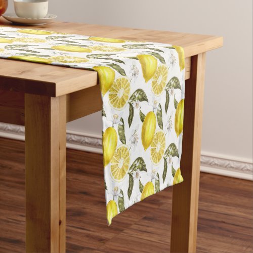 Watercolor Citrus Lemon Table Runner